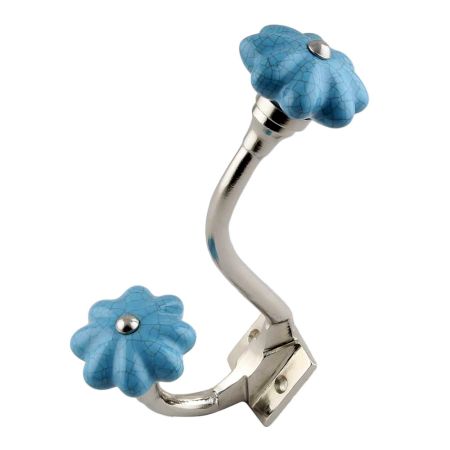 Turquoise Crackle Ceramic Silver Iron Hook